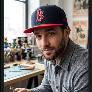 New Era Navy and Red Boston 'B' 59FIFTY Fitted Cap